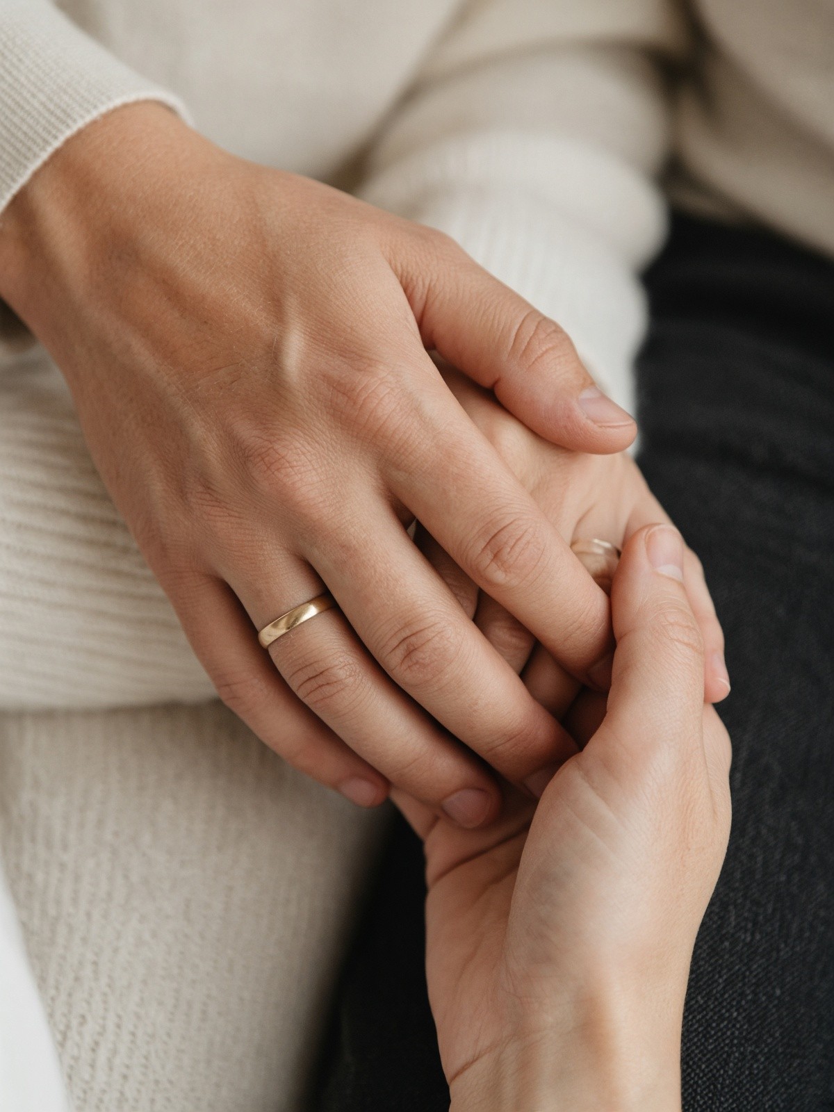 A couple’s hands held together
