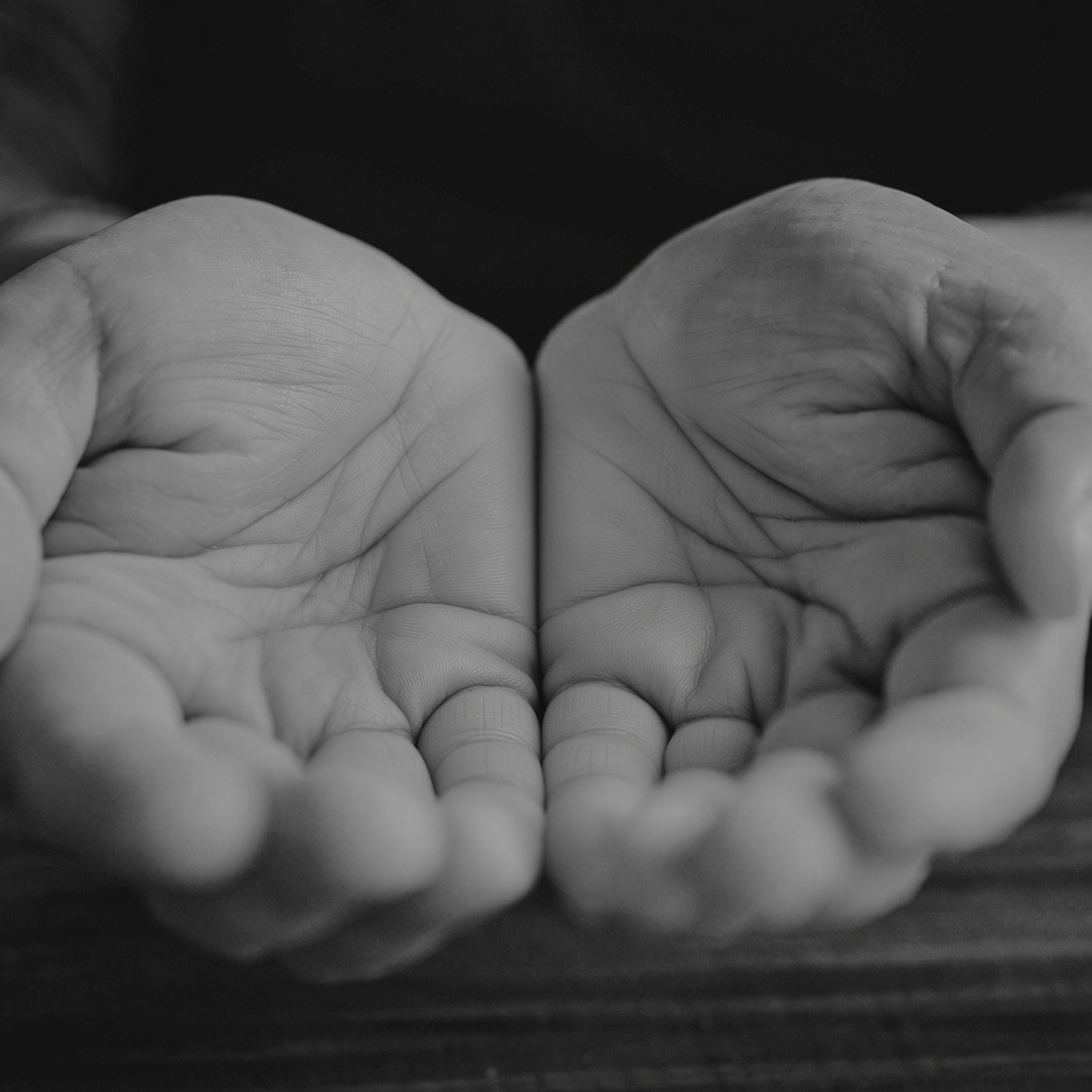 Open hands held together in a quiet gesture of care
